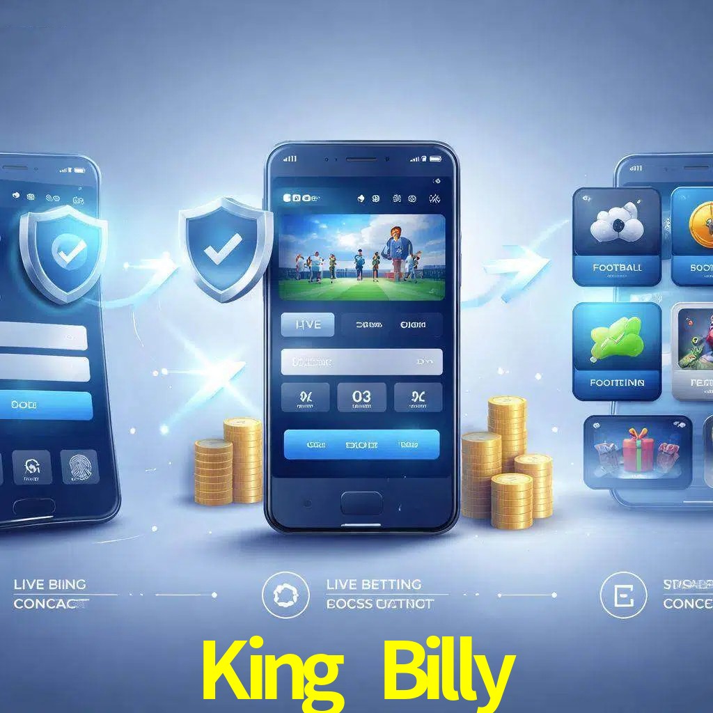 Pasos de acceso a la app King Billy en pantalla de teléfono móvil